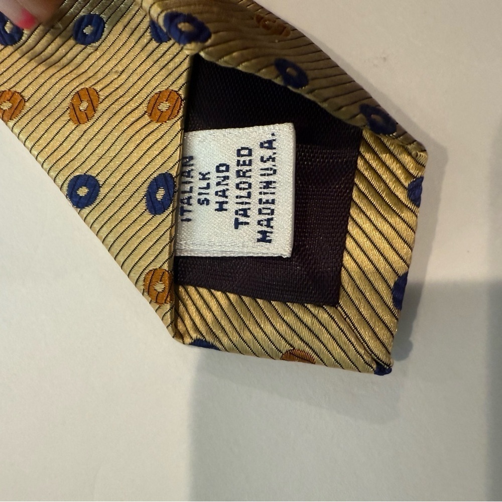 Paul Fredrick Gold Tie with Blue and Orange - Picture 5 of 5